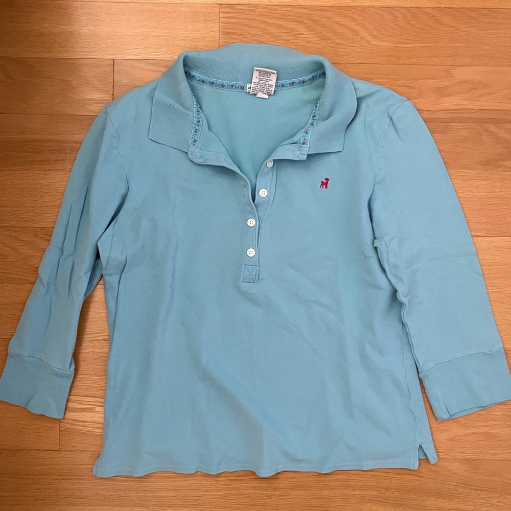 Women's Light Blue Polo Shirt - Picture 3 of 5